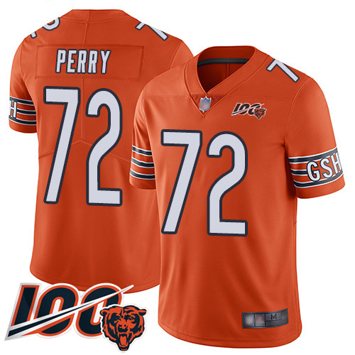 Chicago Bears Limited Orange Men William Perry Alternate Jersey NFL Football #72 100th Season->chicago bears->NFL Jersey